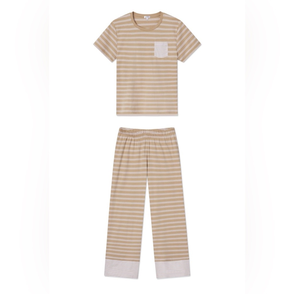 Lake Pajamas Striped Pima Cotton Pajama Set | Neutral Lounge Sleepwear